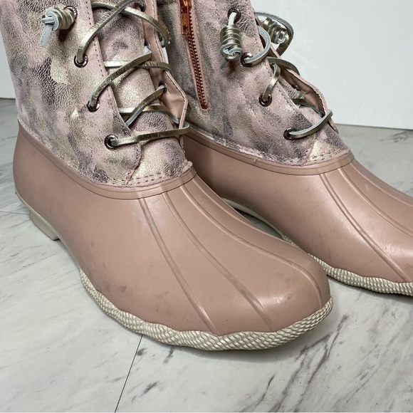 Sperry Saltwater Pink Camo Waterproof Duck Boot 12 - Picture 9 of 14